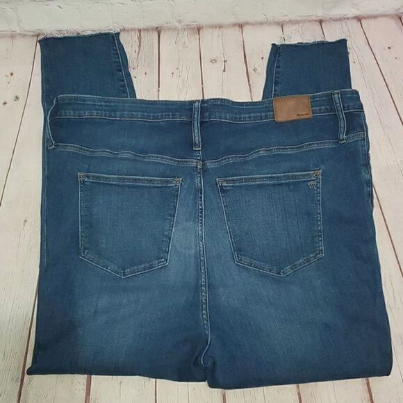 Madewell Mid-rise Skinny Jeans Women's Size 36 Blue Exposed Button Fly Raw Hem - Picture 5 of 17